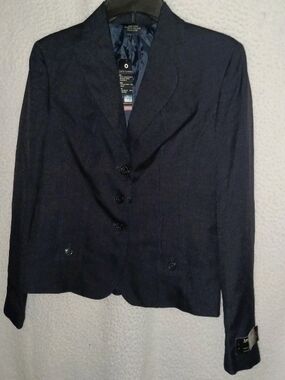 Appel & Brooks Womens Size 4 Dark Navy Solid Polyester Blazer Coat Jacket (EZ)